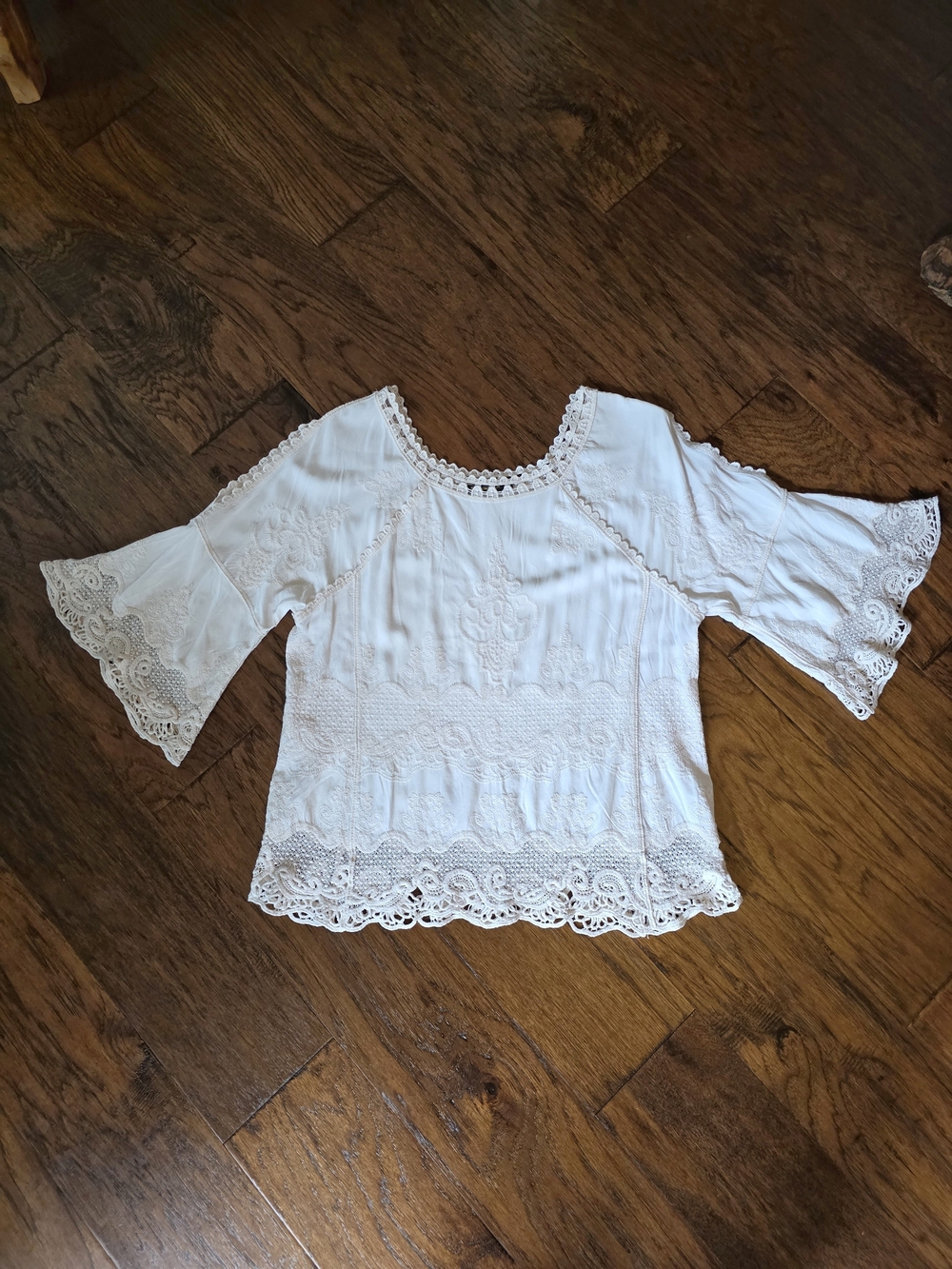 Spiaggia Dolce Boho Lace Embroidered Blouse Off White XL